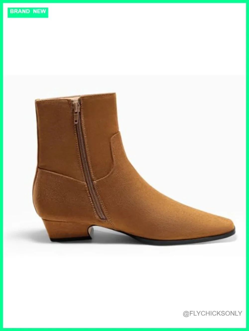Womens Low Heel Ankle Booties Faux Leather Suede Square Toe Zip Block Heel